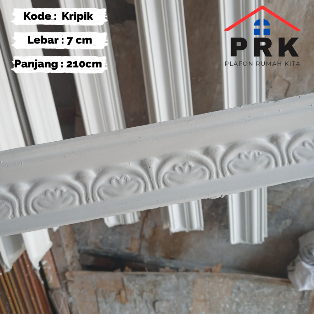 Lis List Gypsum Gipsum Motif Kripik lebar 7cm Plafon ornament dekoratif untuk Interior Plafond hiasa