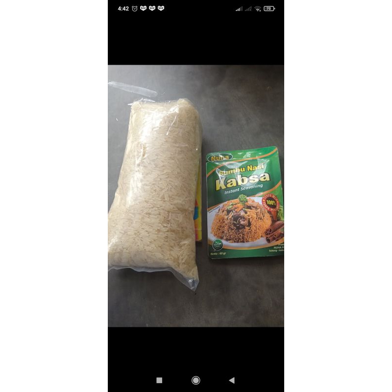 

BERAS BASMATI 1KG +BUMBU KABSA 60gr 100℅HALAL