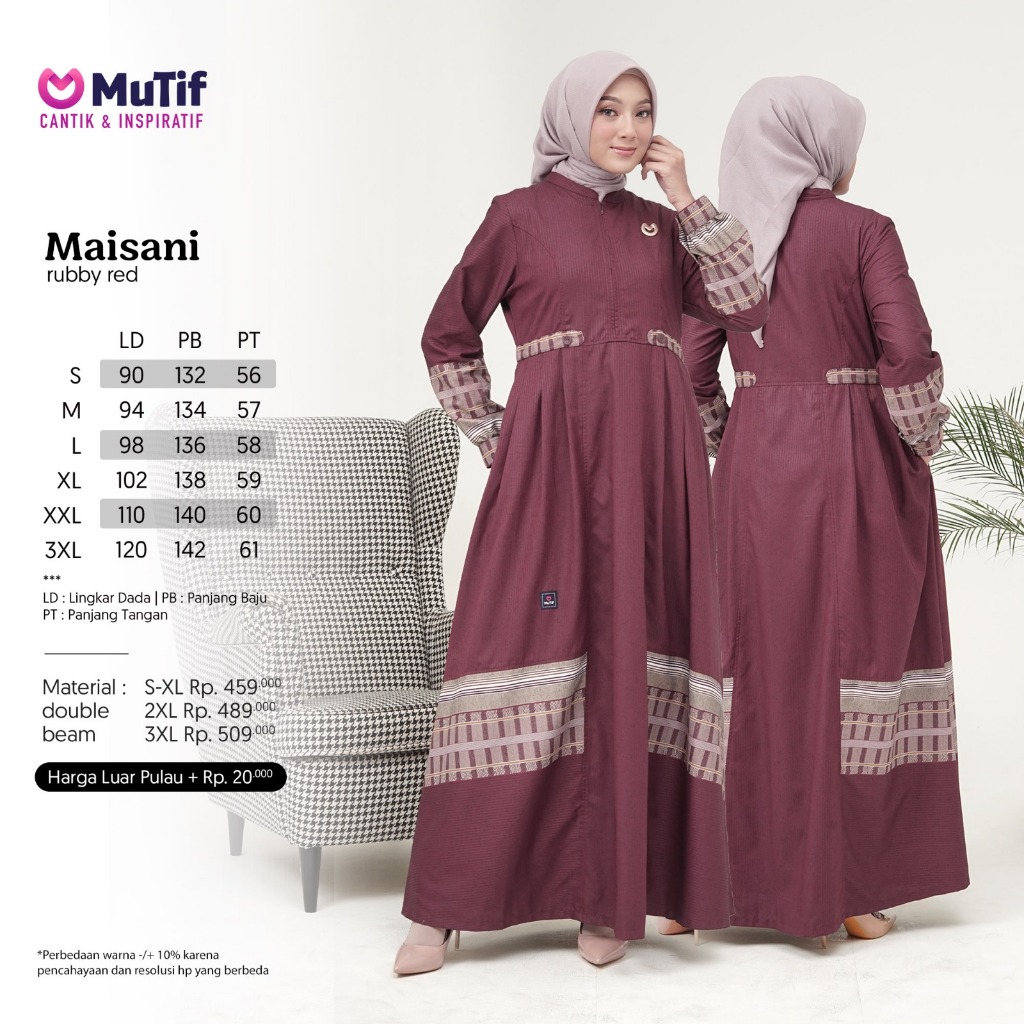 Gamis MUTIF MAISANI (Ruby Red, Brown Coin, Brown Jave) Gamis Katun ORI MUTIF | COD