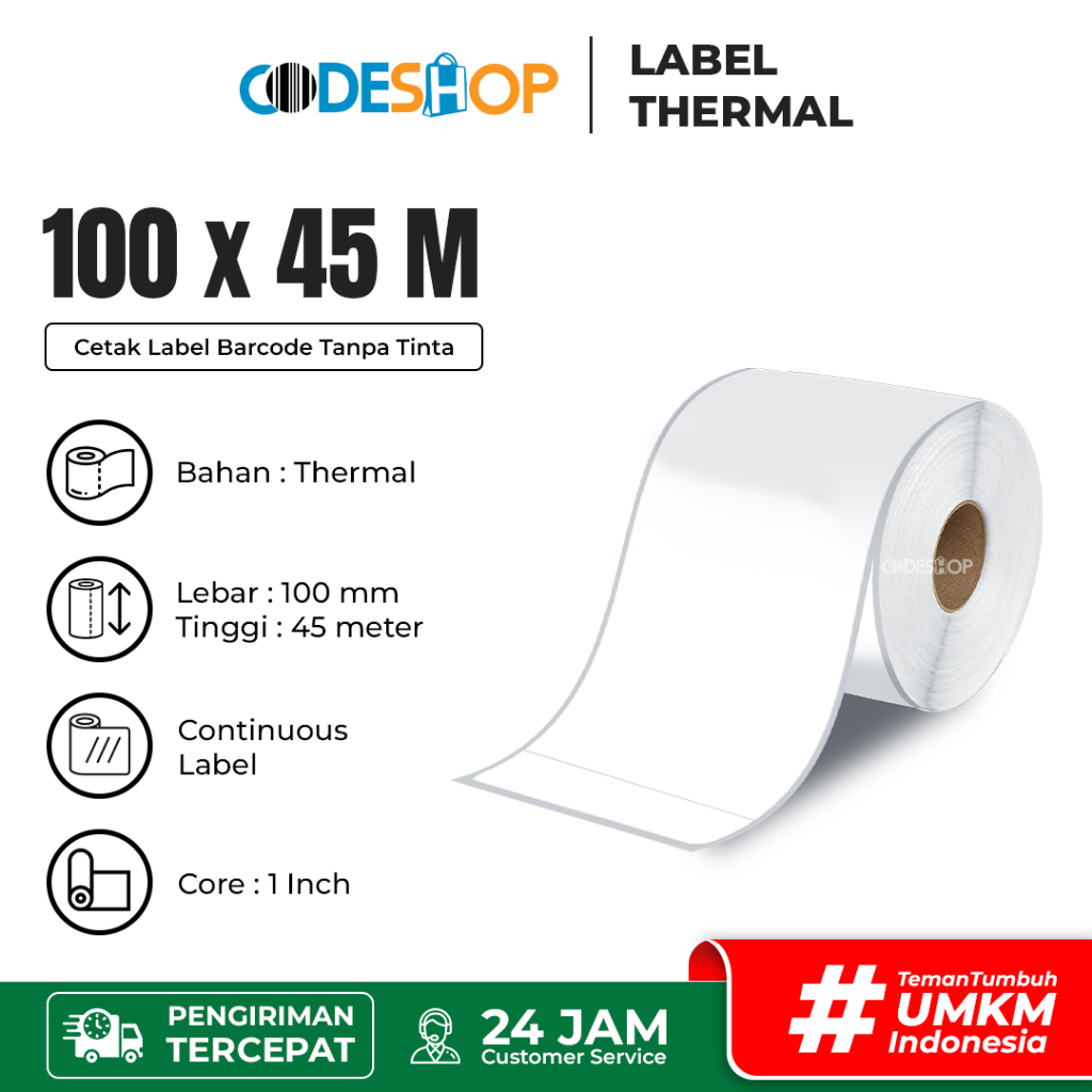 

Label Barcode 100x45 m Continuous Stiker Thermal CETAK RESI !!!