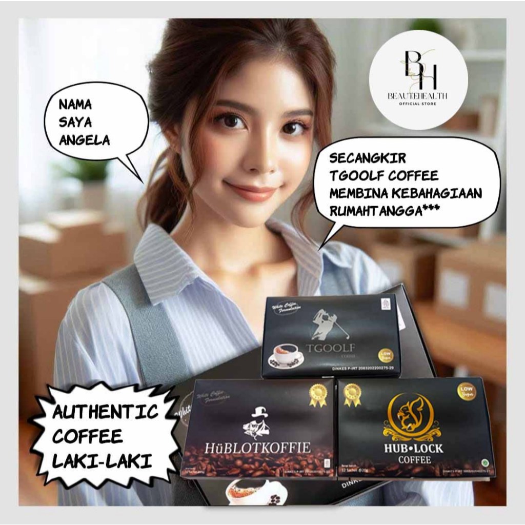 

3 IN 1 / NEW TGOOLF COFFEE, HUBLOCK COFFEE, HUBLOT KOFFIEE / Kopi Kesehatan & Stamina / 1 Box besar isi 12 Sachet / 1 Box kecil isi 3 sachet