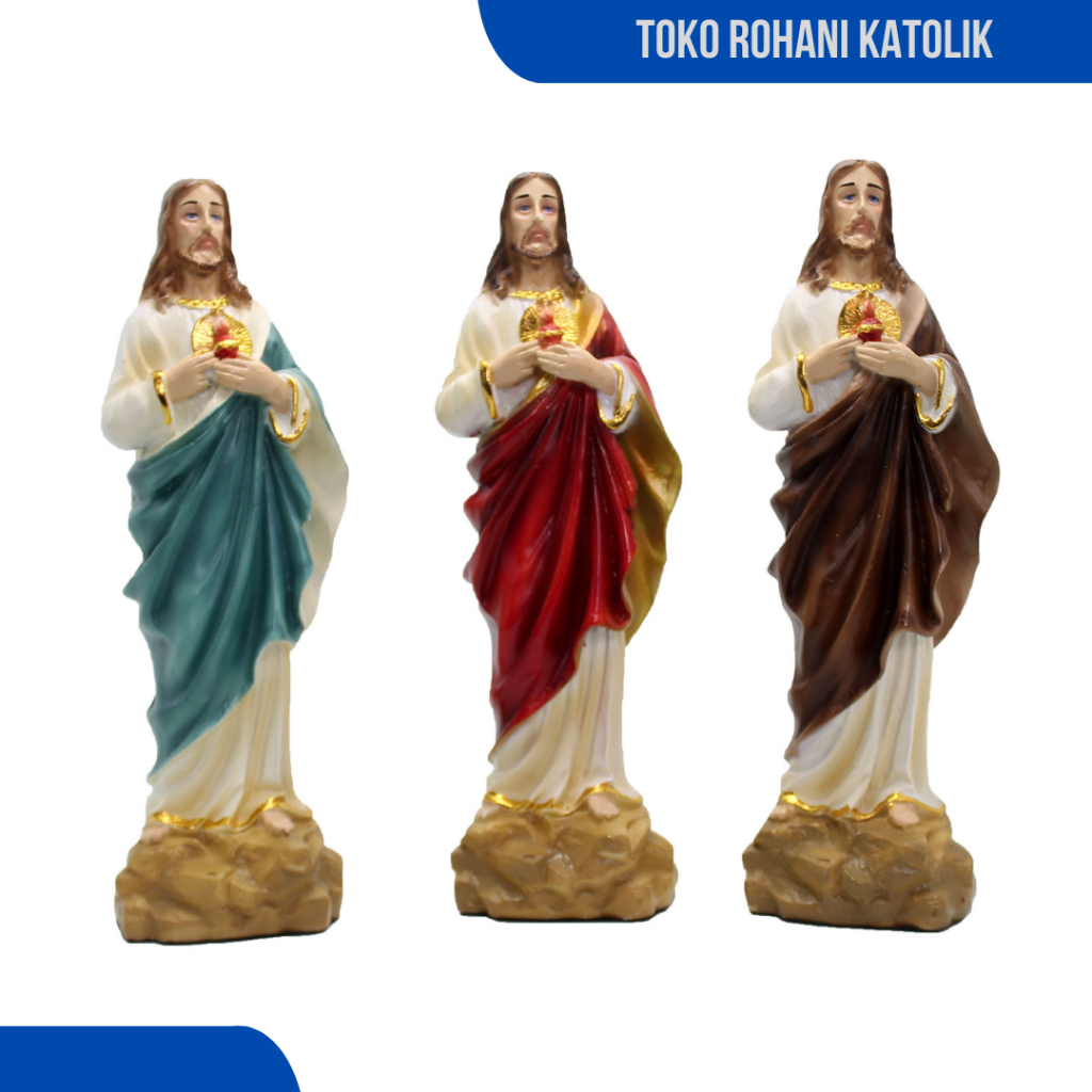 PATUNG YESUS HATI KUDUS MERAH 20 CM  / PATUNG TUHAN YESUS / PATUNG YESUS MURAH / PATUNG YESUS MARIA 