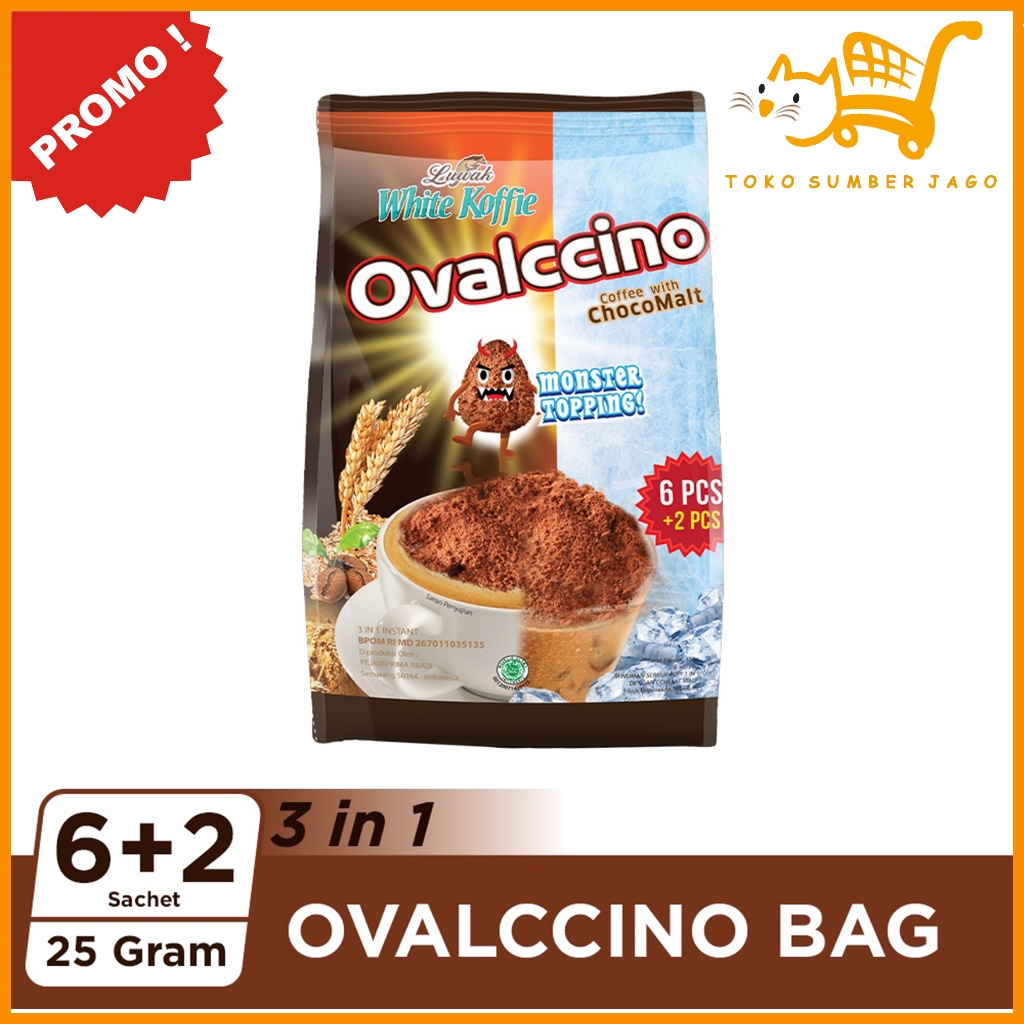 

Kopi Luwak White Koffie Ovalcino Bag 6+2x25gr