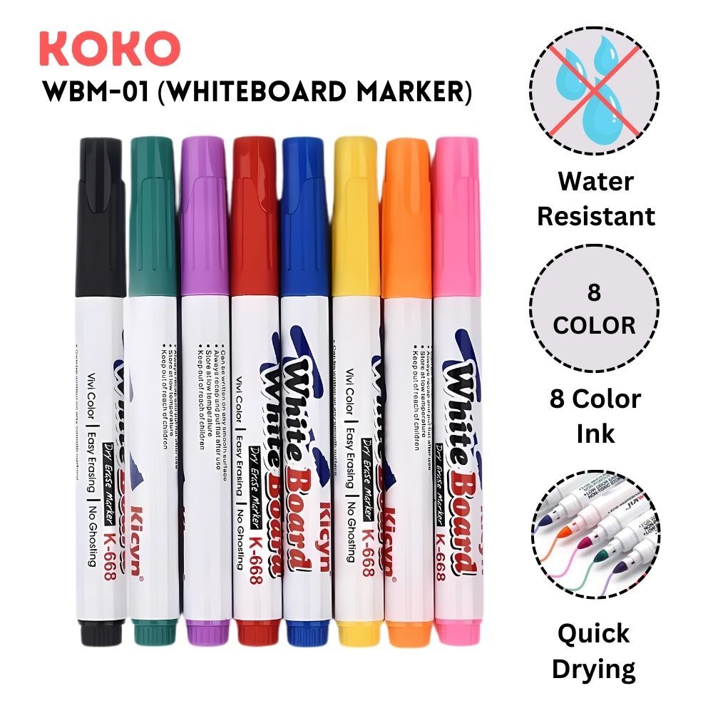 

❤️H2O❤️ Spidol Papan Tulis Whiteboard Koko WBM-01 1 Set Isi 8 Warna