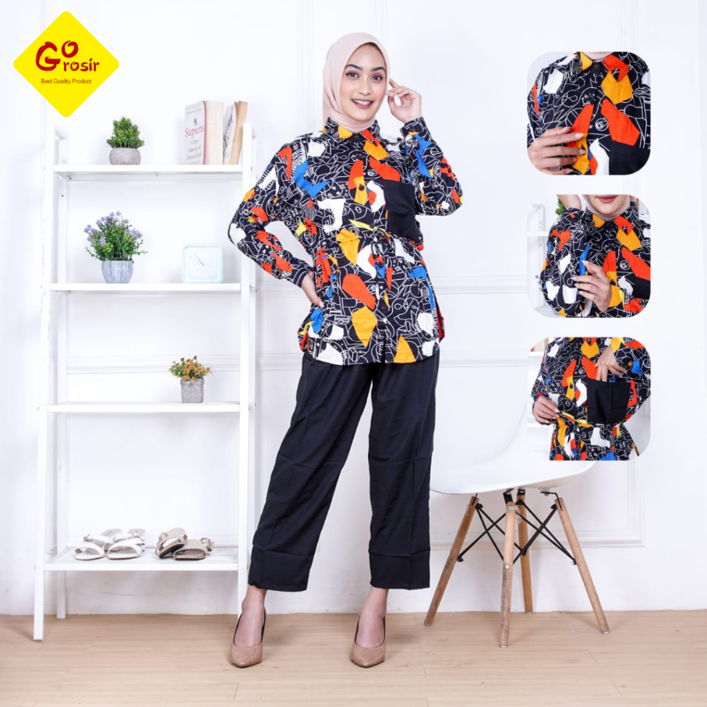 Setelan kemeja dan celana Wanita - Baju Wanita Dewasa Santai