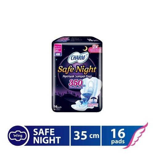 CHARM Pembalut Bersayap Safe Night 35cm Wing 16 pads