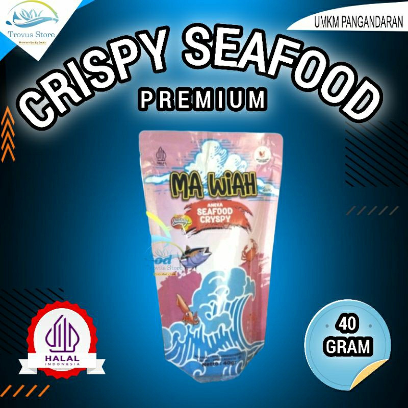 

Snack Seafood Cryspi Udang Ikan Kepiting Cumi Makanan Ringan Cemilan Oleh-oleh Khas Pangandaran