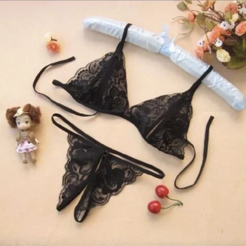 SBB88 // COD ONE SET LINGERIE renda lace sexy hot baju dinas tidur bh celana dalam lembut set pakaia