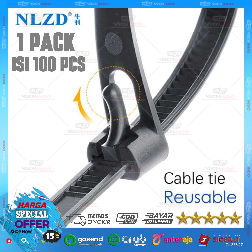 Ripet Kabel / Tie Ties Zip Cable Organizer Reusable / Releasable 