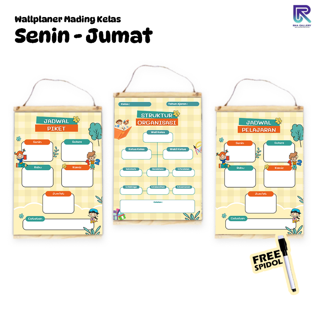 

RHA GALLERY Poster Sekolah Bundling Poster Struktur Kelas Jadwal Piket Jadwal Pelajaran Yellow Tosca