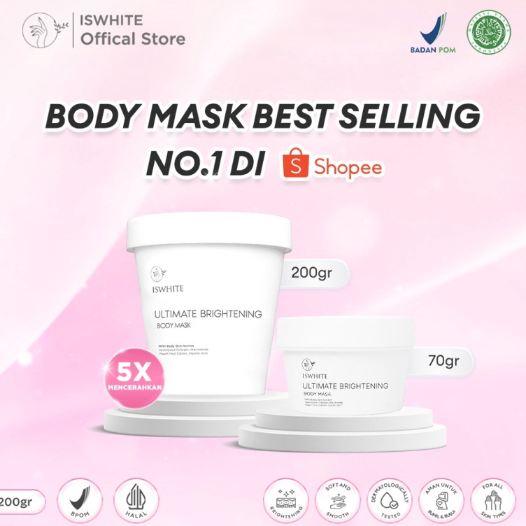 Free Gift Iswhite Whitening Ultimate Body Mask  Masker Badan Full Size dan Mini Size f WN7
