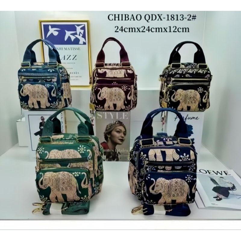 TAS WANITA CHIBAO 3in1 MOTIF GAJAH THAILAND 1813 UKURAN M