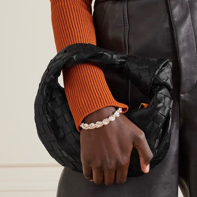 Original Bottega Veneta BV Mini Jodie Intrecciato Leather Knotted Handbag / Top Handle Bag