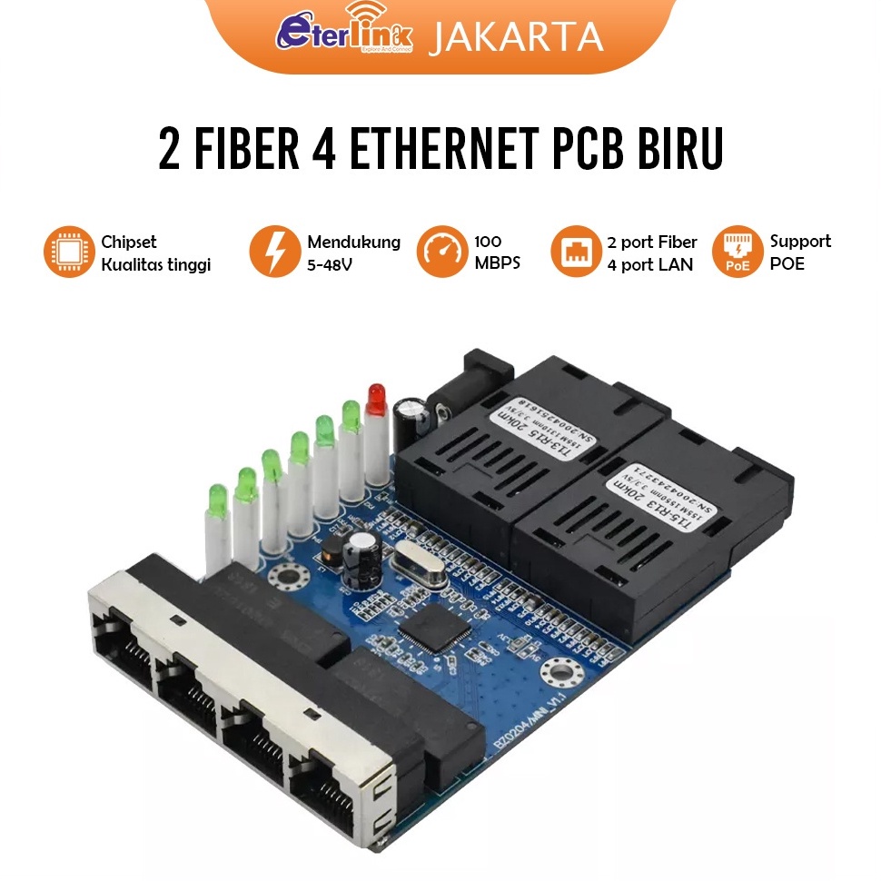 Konverter Ethernet Switch 2sc4rj45 Fiber Optik Single Mode 4 RJ45 dan 2 SC Fiber 1  1M PCBA Saja s P