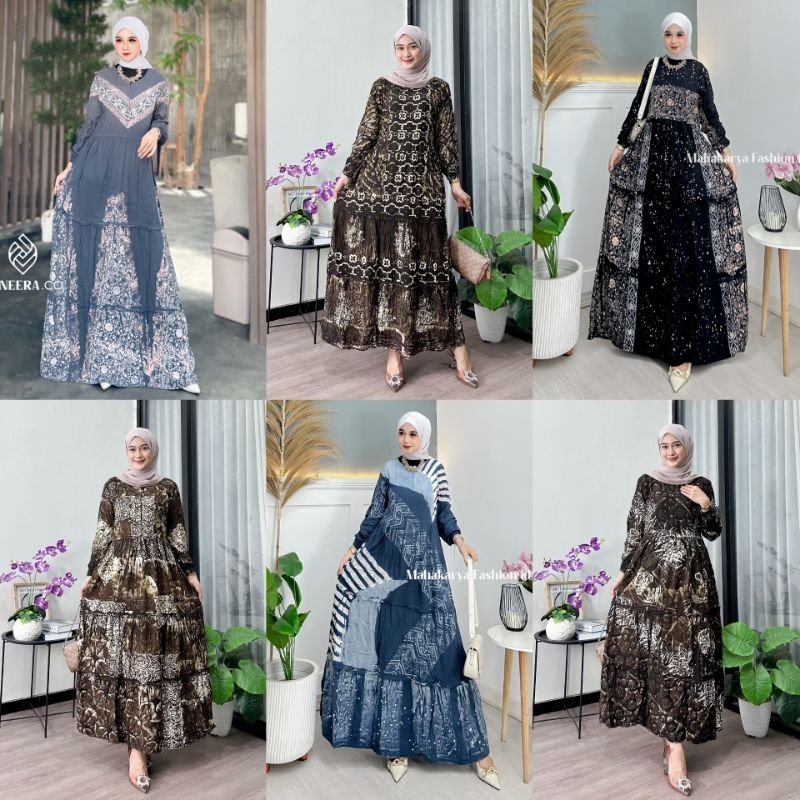 Zaneera Batik - Gamis Twill Pekalongan Ori Rayon Premium Batik Cap Malaman Dress Wanita Muslimah