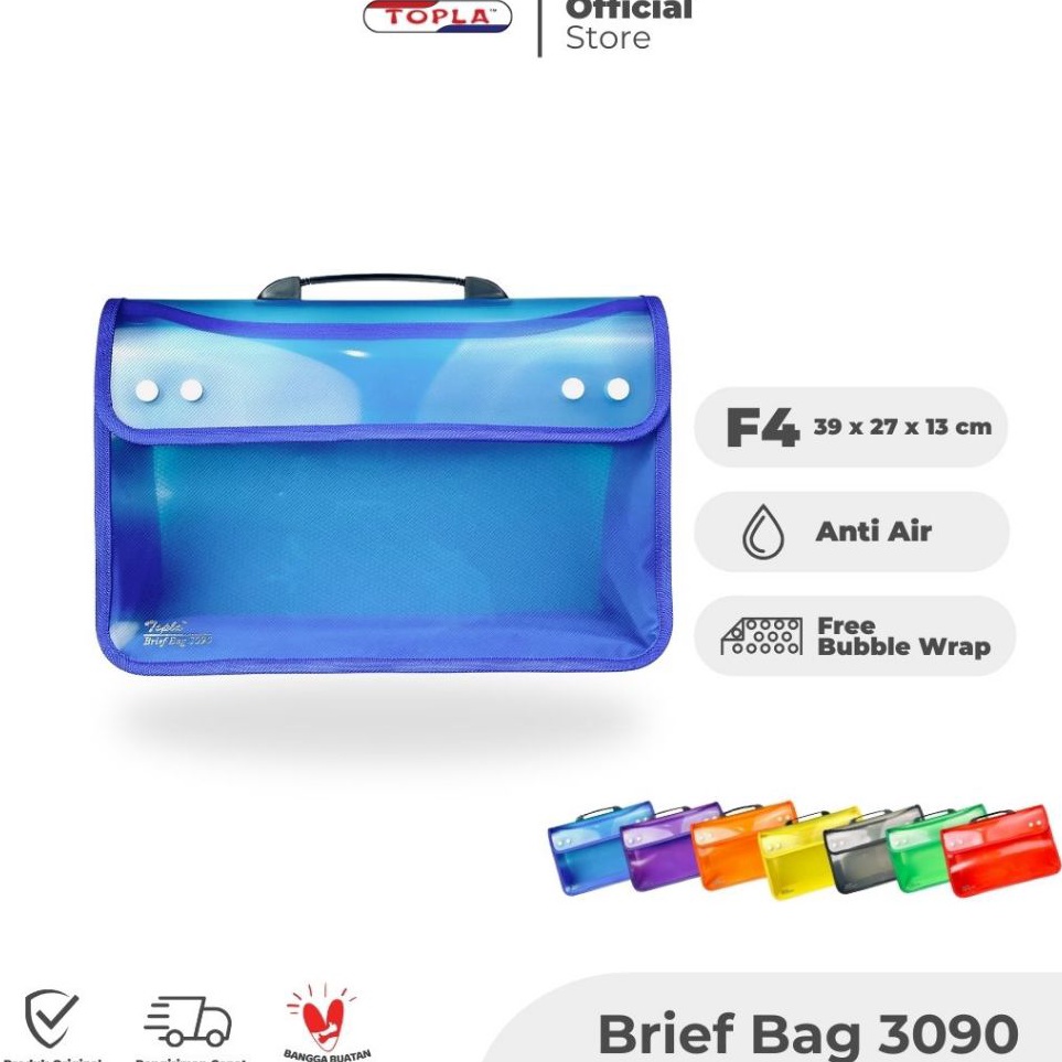 

KODE W39E TOPLA Brief Bag 39 Tas Sekolah Penyimpanan Dokumen F4 Dengan Zipper 4 Kancing