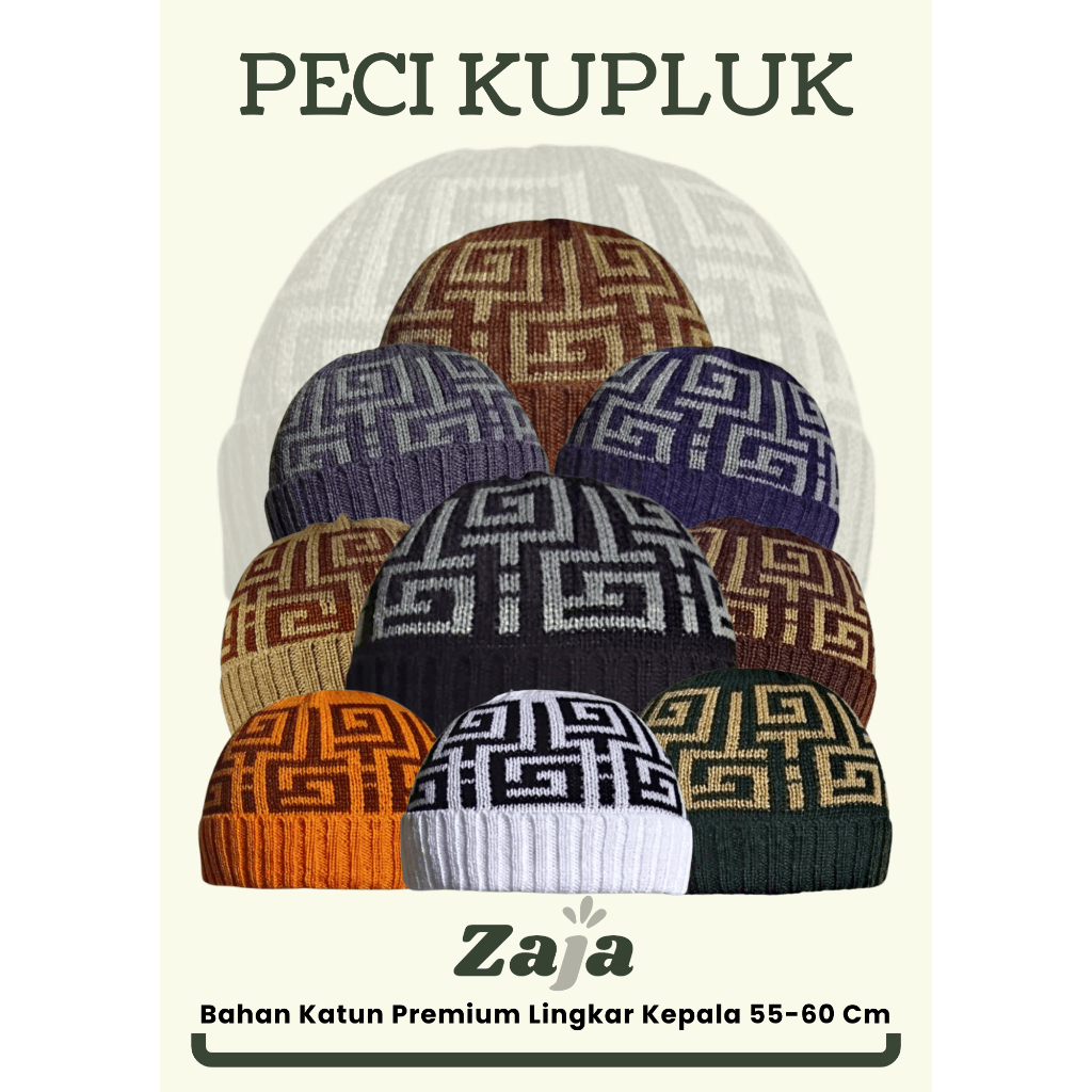 Zaja - Peci Rajut Kupluk Motif Aceh Model Short Beanie Hat