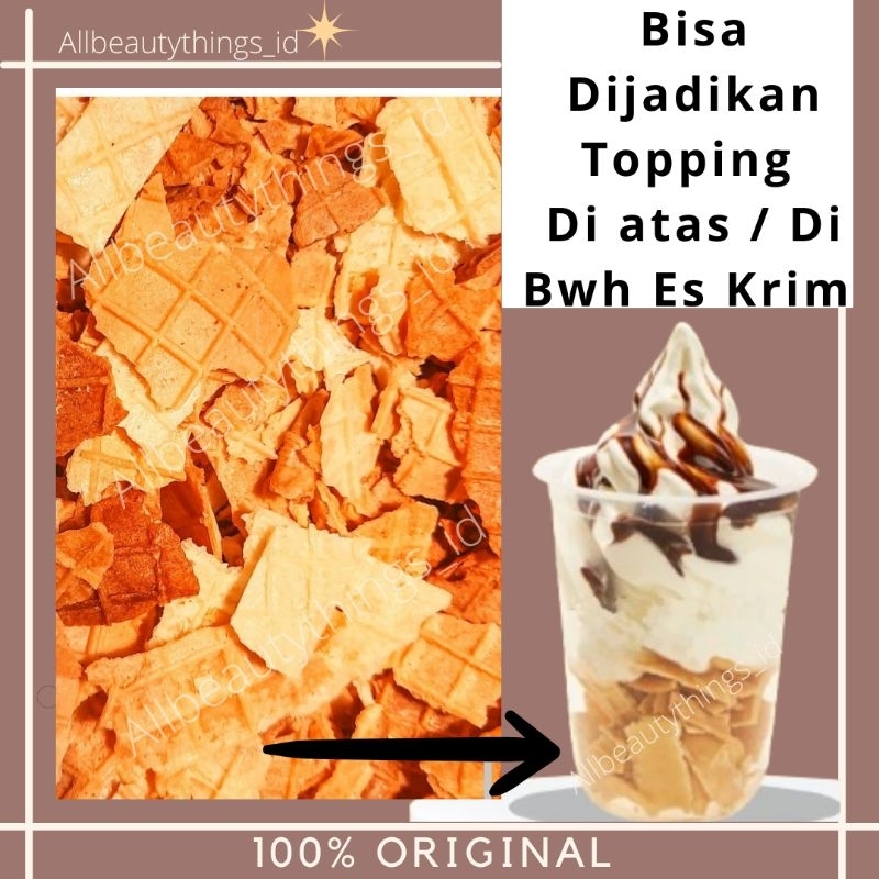 Remah waffle topping ice cream kone es krim