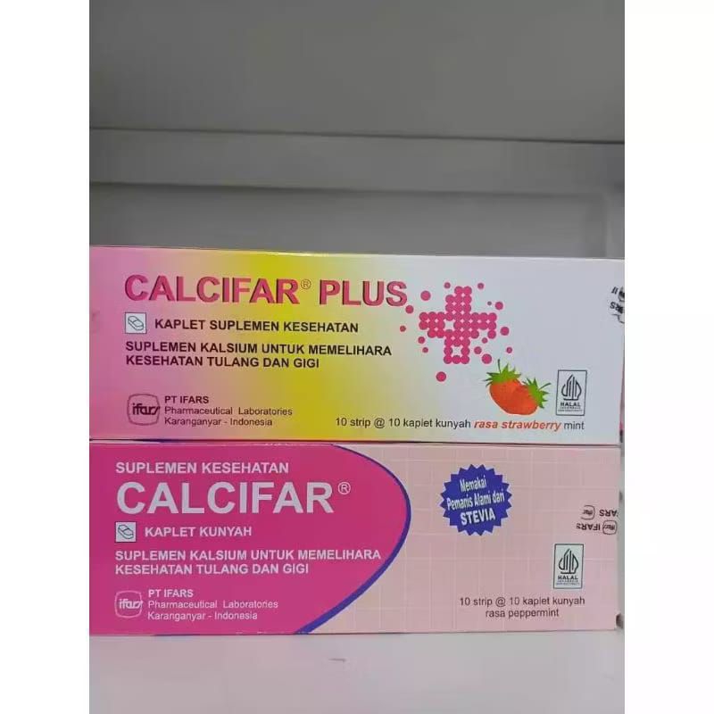 Calcifar Tablet (Rasa Peppermint) | Calcifar Plus (Rasa Stwarberry Mint) @10 Kaplet Kunyah