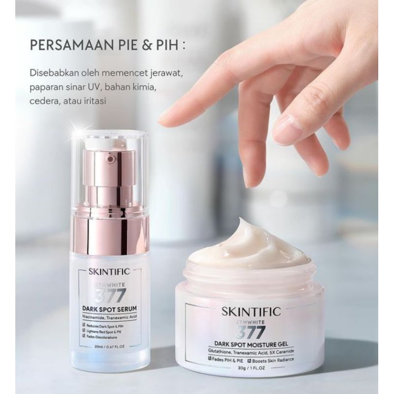 SKINTIFIC SYM WHITE 377 DARK SPOT ERASER SERUM | PAKET BUNDLING SERUM & MOSITURIZER SKINTIFIC