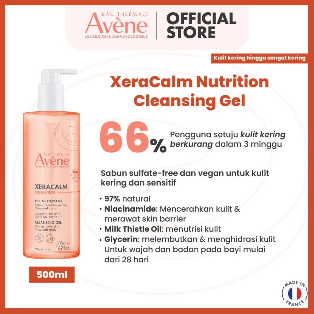 Avene Xeracalm Nutrition Cleansing Gel - Sabun Mandi