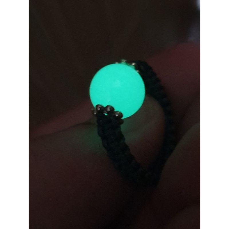 #8161 - Cincin Glow in the Dark, 10mm bead, SIZE MADE TO ORDER, Handmade Ring Fashion, Batu Fluorite