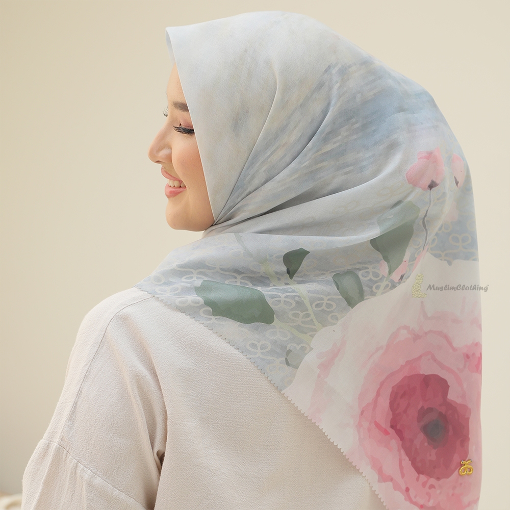 Jilbab Segi Empat Motif Bunga Premium Ultrafine Voal "Nun Series By Aisyah Scarves High Quality Hija