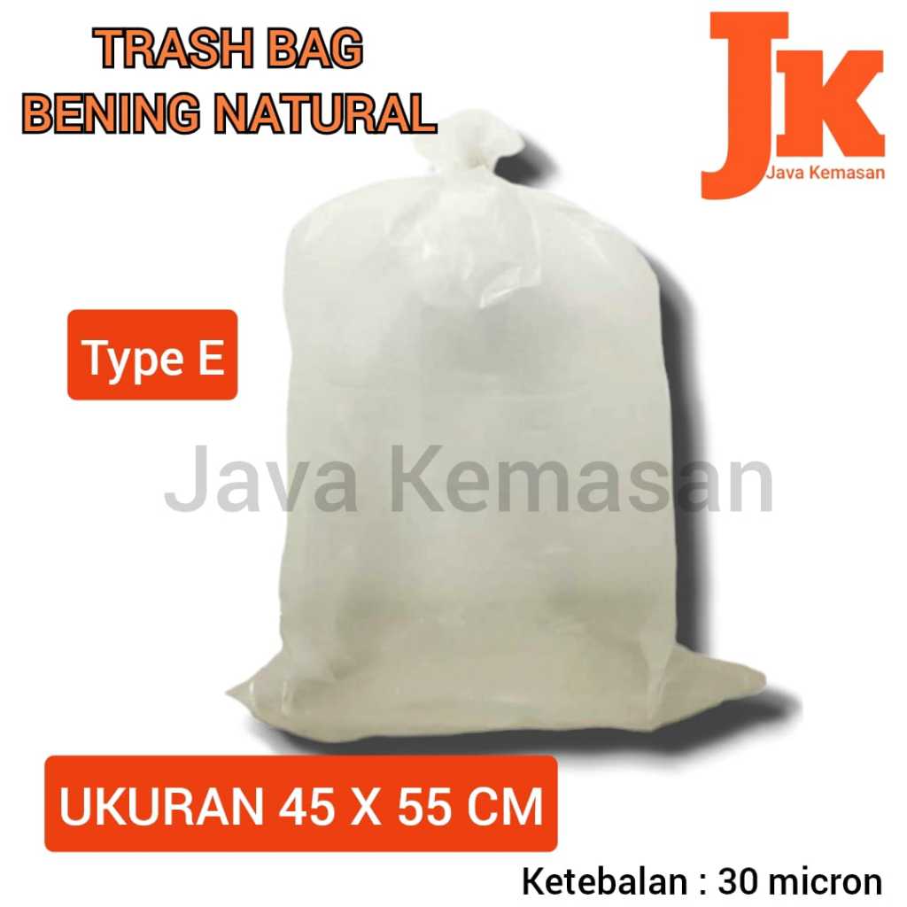 PLASTIK SAMPAH NATURAL E KANTONG KRESEK TRASH BAG SAMPAH BENING TRANSPARAN 45X55 CM BESAR JUMBO TEBA