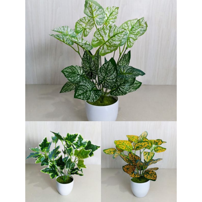 Bunga Hias Daun Keladi Panjang/Bunga Plastik/Ornamen Pot Bunga