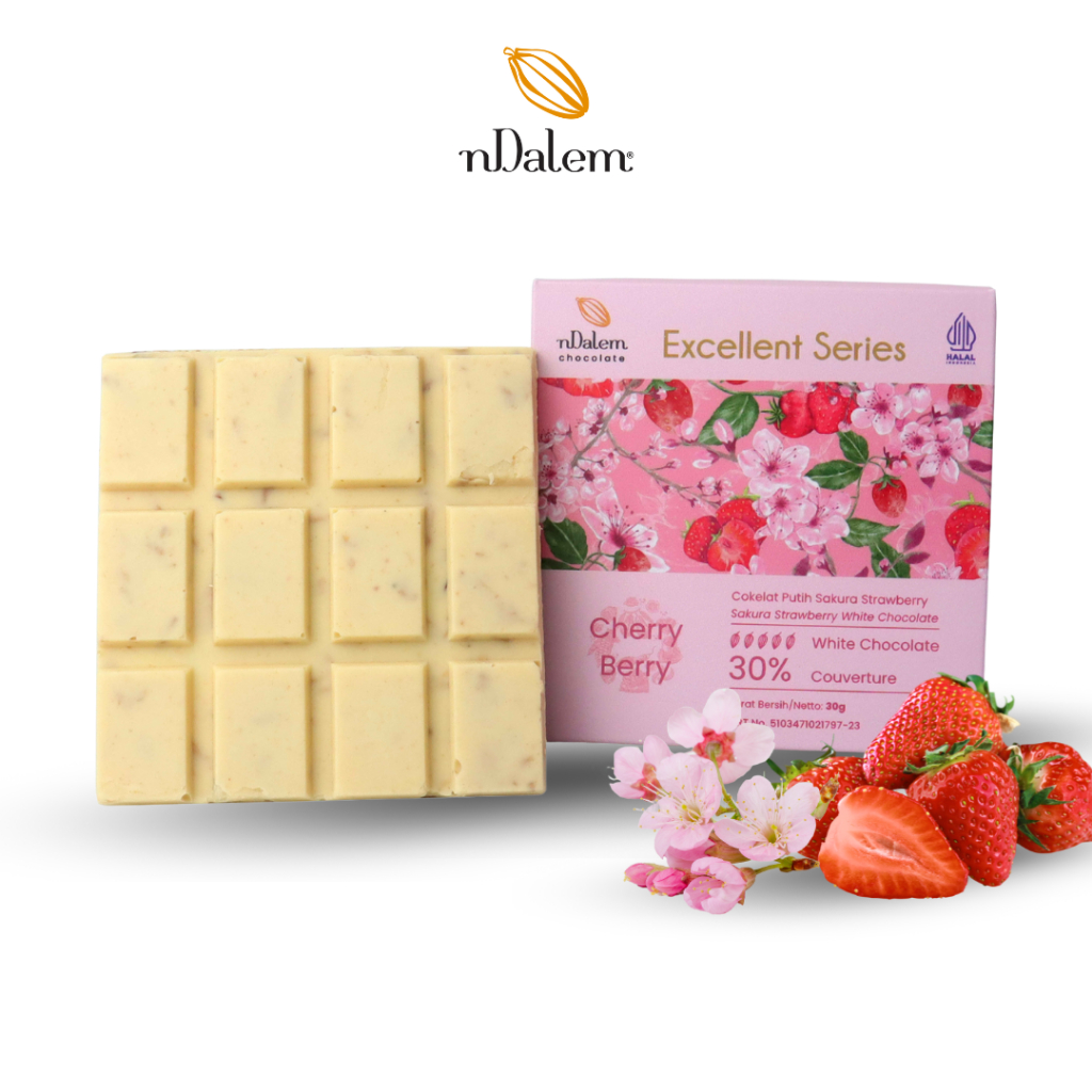 

Cokelat nDalem White Chocolate Cherry Blossom Strawberry | Coklat Putih Sakura Stroberi 30gr