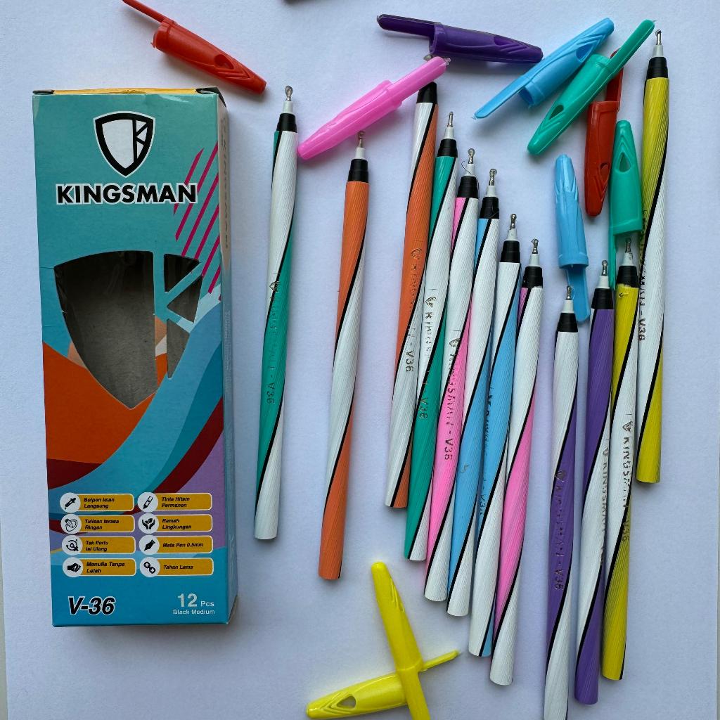 

Ballpoint / ball pen Pulpen Kingsman V-36 Pulpen tinta Hitam Alat tulis Sekolah Kantor 0.5MM Murah Harga per 1 pcs