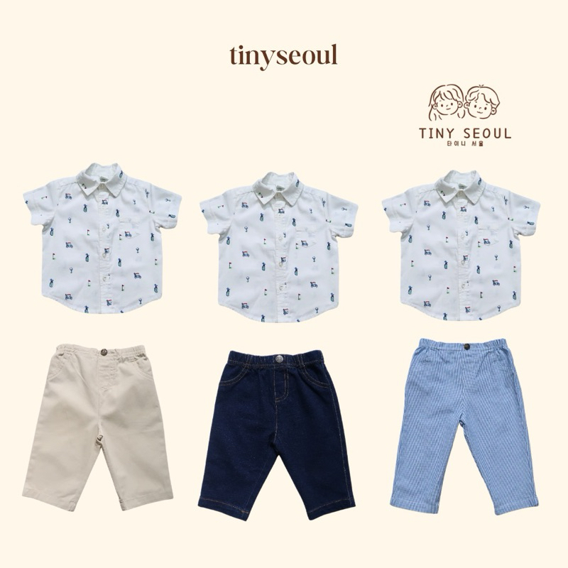 TINY SEOUL (9-12 Bulan) SET PREMIUM BABY  - HUXLEY SET - Setelan Baju Anak Bayi Laki Laki Cowok Newb