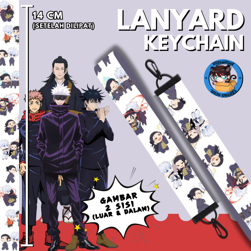 

Lanyard Strap Anime 2 Sisi / Jujutsu Kaisen / Lanyard Custom Suka Suka / Gantungan kunci layard keychain