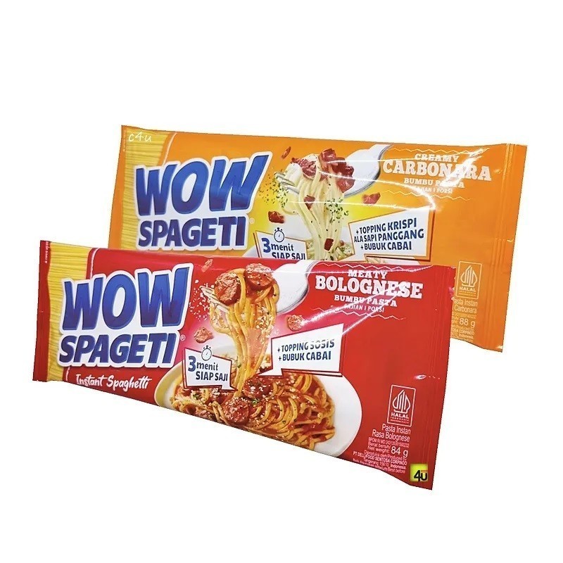 

Spagetti Pasta WOW Spageti Instant Spaghetti instant Carbonara/ Bolognaise 6 pack x 91 gram