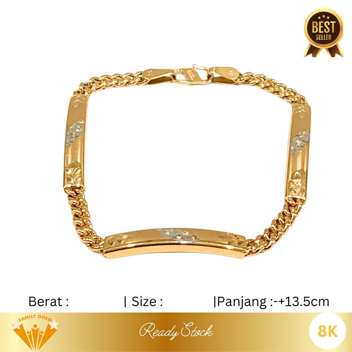 Gelang Emas Anak Kadar 8K Model Reguler Rantai Plat Family Gold