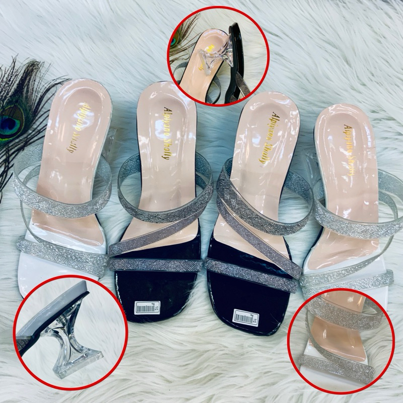 ALPIYANO SHALLY - SANDAL WANITA HEELS HAK KACA 5 CM SANDAL KEKINIAN WANITA