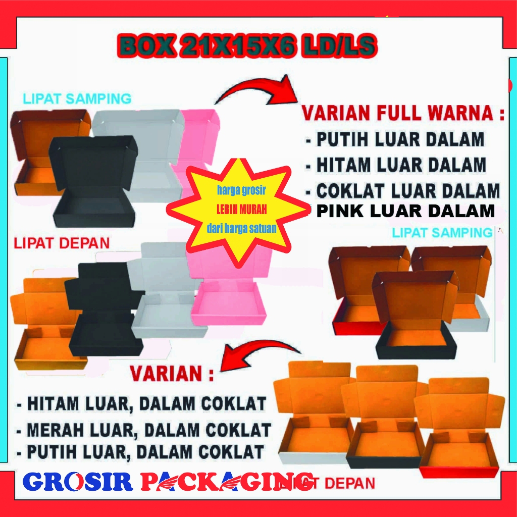 

(PAKE 100 PCS) Box 21x15x6 Cm LD/ Karton Box/ Karton Die Cut/ Kardus