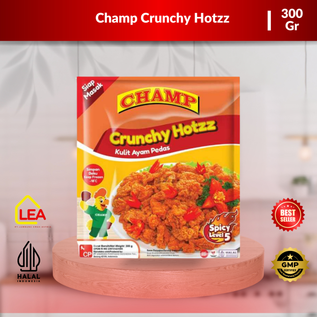 

Champ Crunchy Hotzz 300gr / Kulit Ayam Pedas