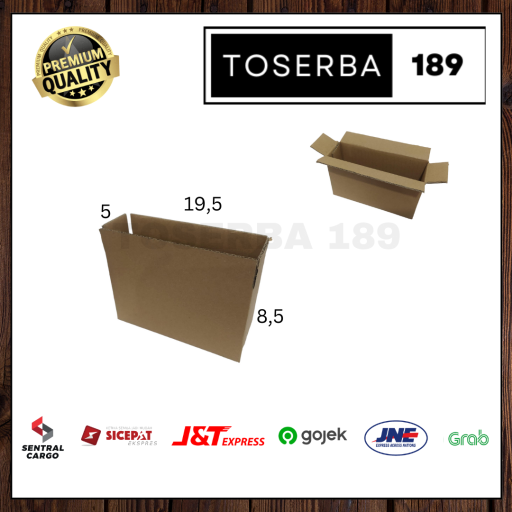 

kotak kardus box packing uk 19,5x5x8,5 SHEET POLOS