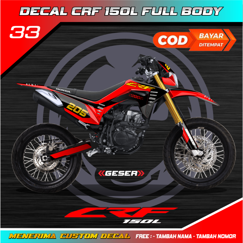 Stiker Decal Crf 150 L Full Body Supermoto Merah