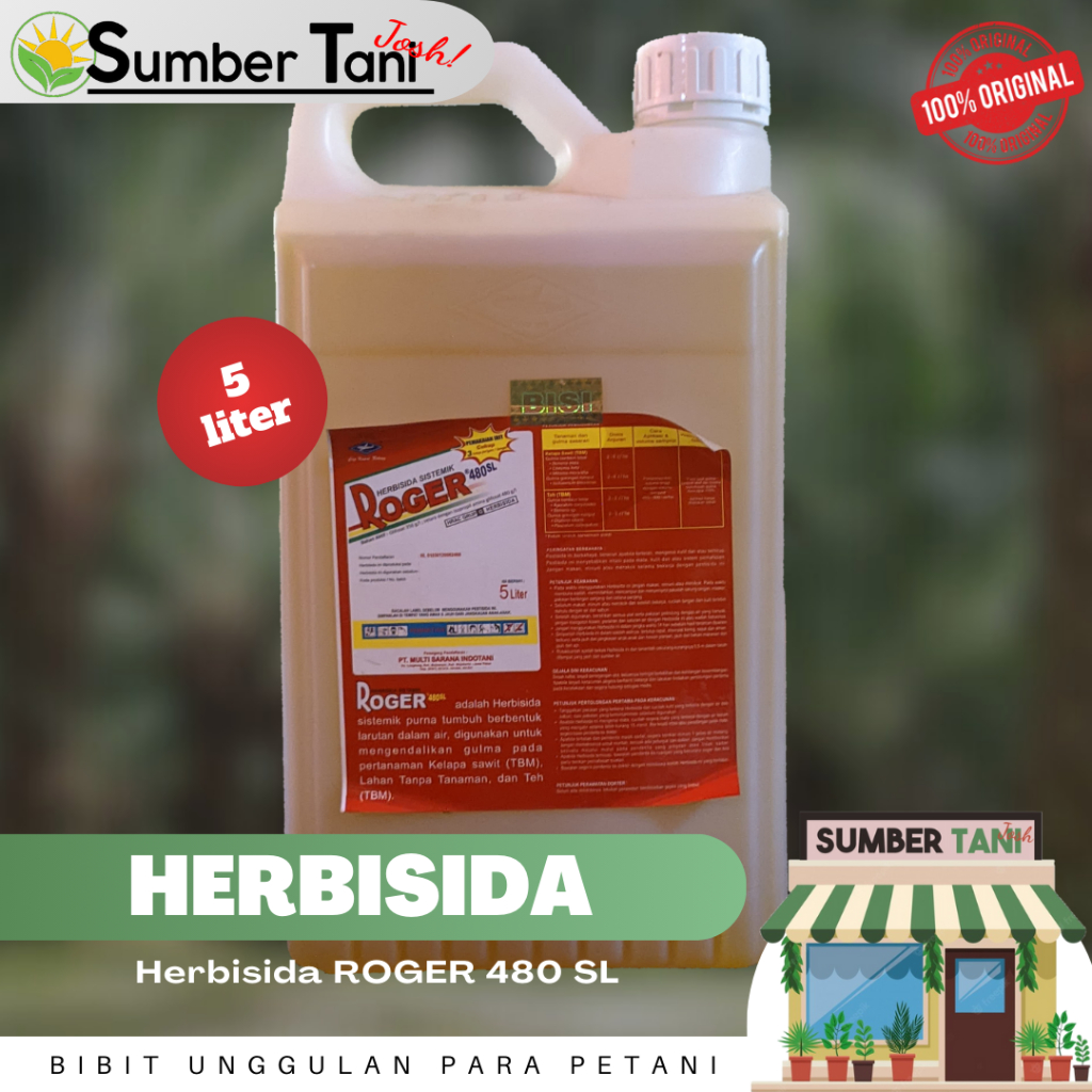 Herbisida ROGER 480 SL Kemasan 5 Liter Obat Pembasmi Rumput Cap Kapal Terbang