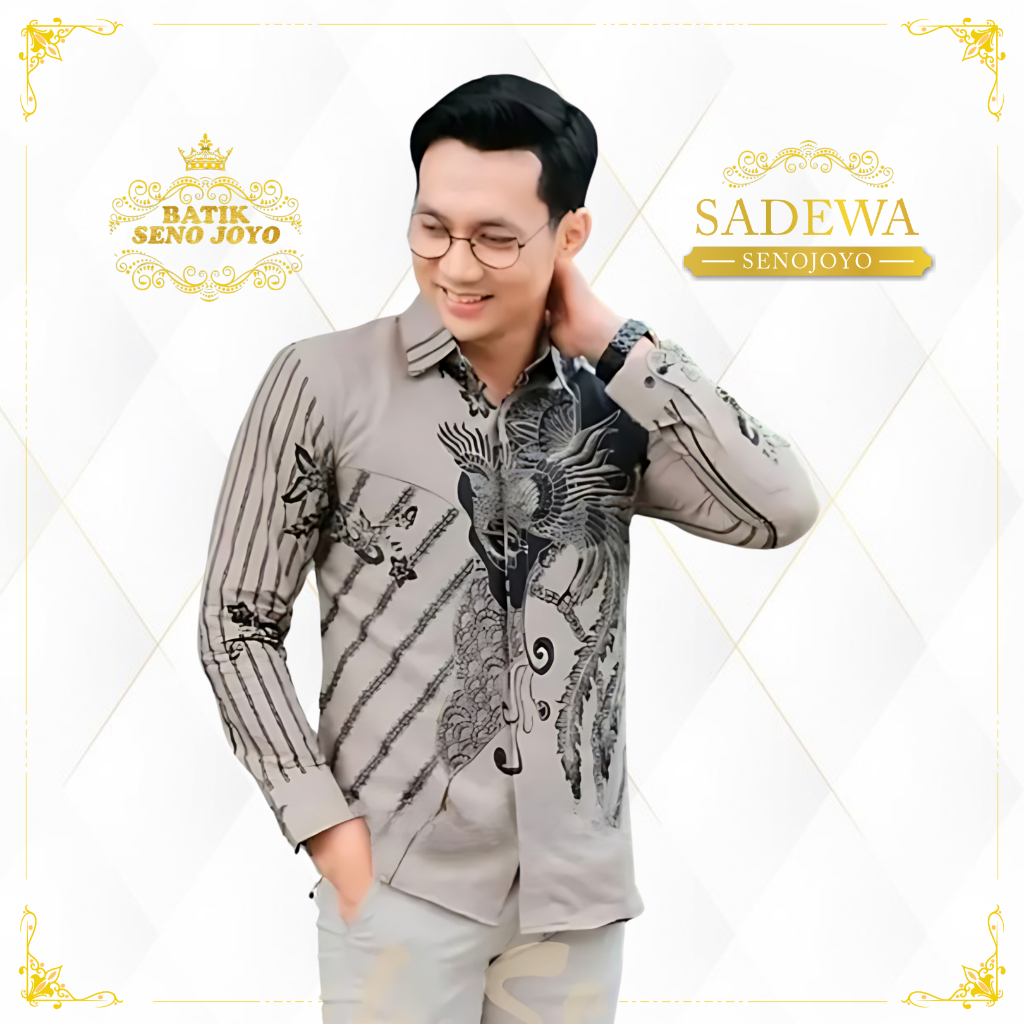 Batik Pria  Sadewa cream lengan panjang slimffit