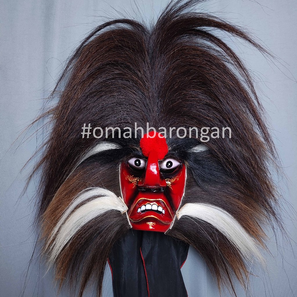 Topeng Ganongan Premium Full Bulu Kuda Asli Rambut Nyulak