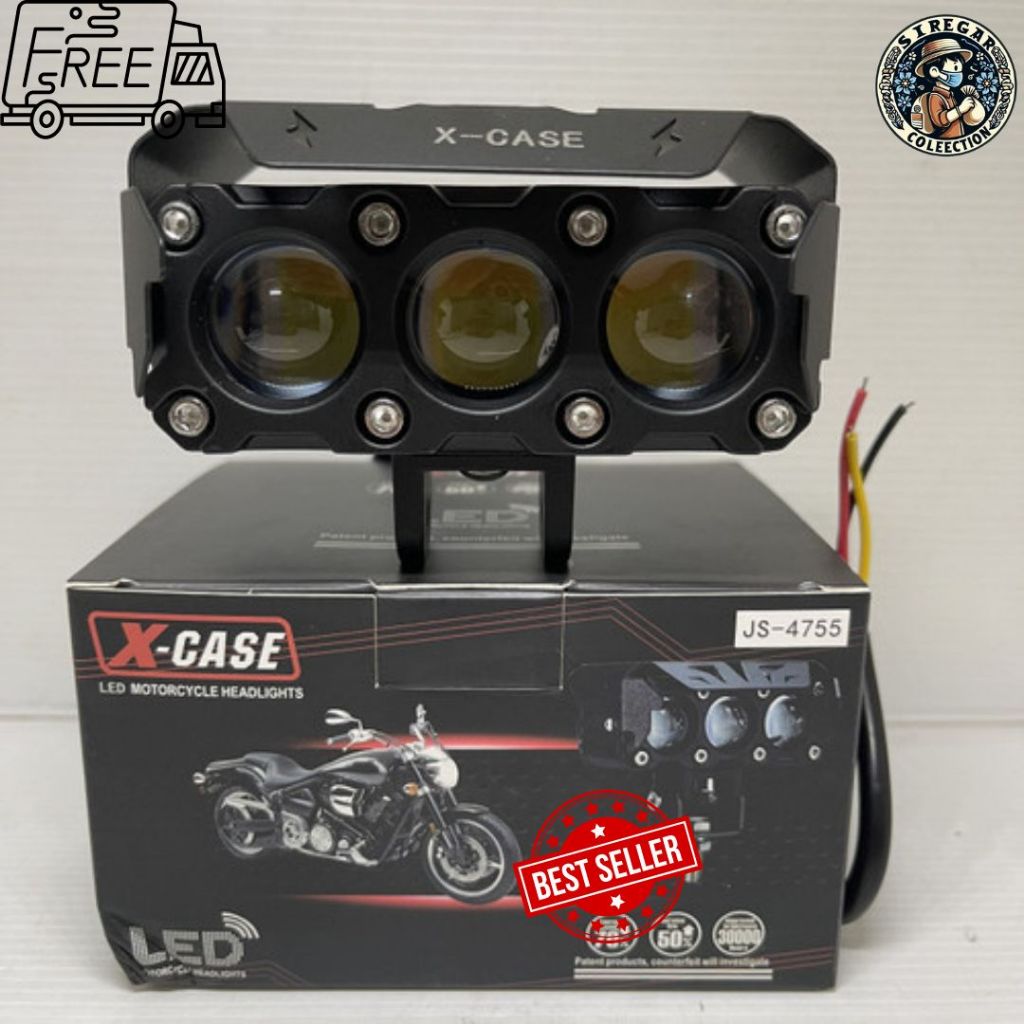 LAMPU TEMBAK LED X-CASE LAMPU TEMBAK 3 MATA LENSA WARNA WHITE TERMURAH DAN TERLARIS
