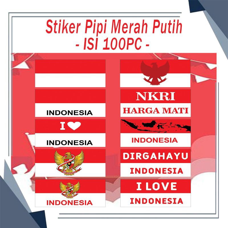 

[100 pcs] Tempelan pipi bendera / sticker pipi merah putih / sticker pipi 17 Agustus / stiker bendera kemerdekaan