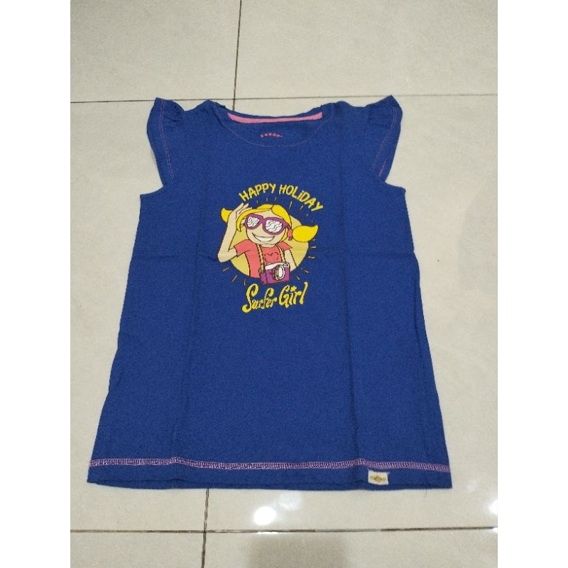 kaos anak remaja perempuan biru surfer girl original