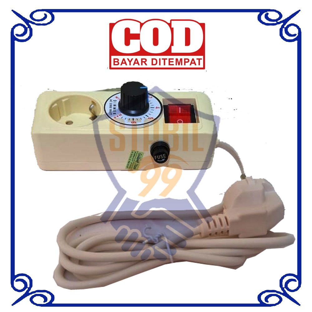 CAHAYA Dimmer Sambungan Kabel Colokan Listrik Pengatur Kecepatan Dinamo Ac 2000 watt + fuse