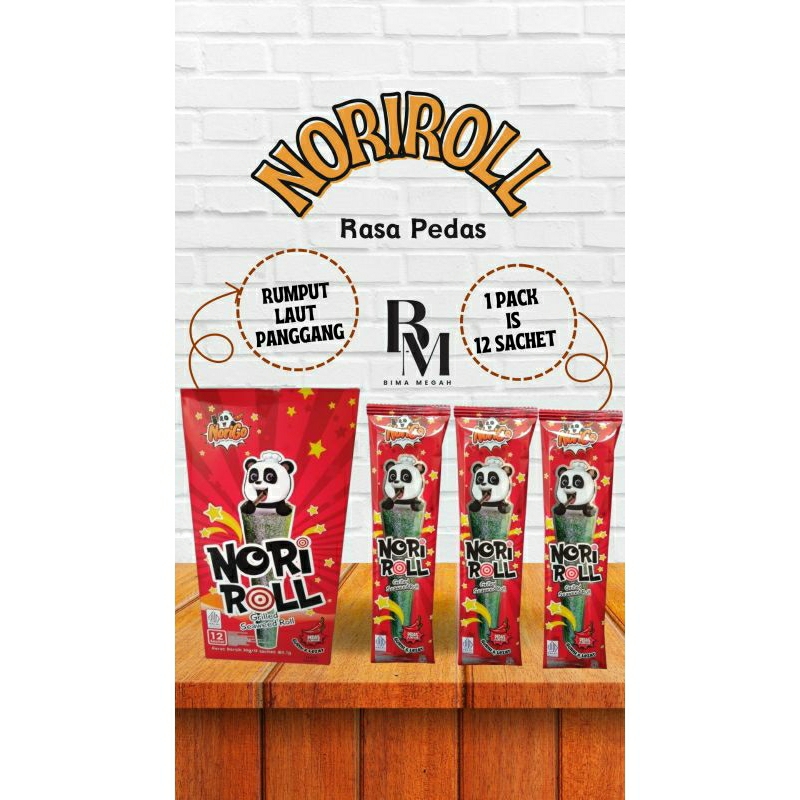 

Nori Roll Rumput Laut Pedas 1 box isi 12 sachet 30 gram / Rumput Laut Nori Pedas 2,5 gram per sachet