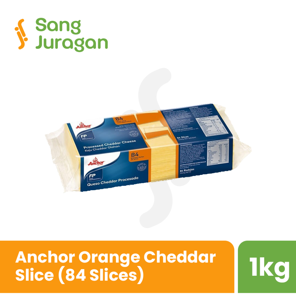 

Anchor Orange Cheddar Slice 1 kg / Red Cheese Cheddar / Burger Cheese / Keju Slice Anchor 1KG - 84 Slices