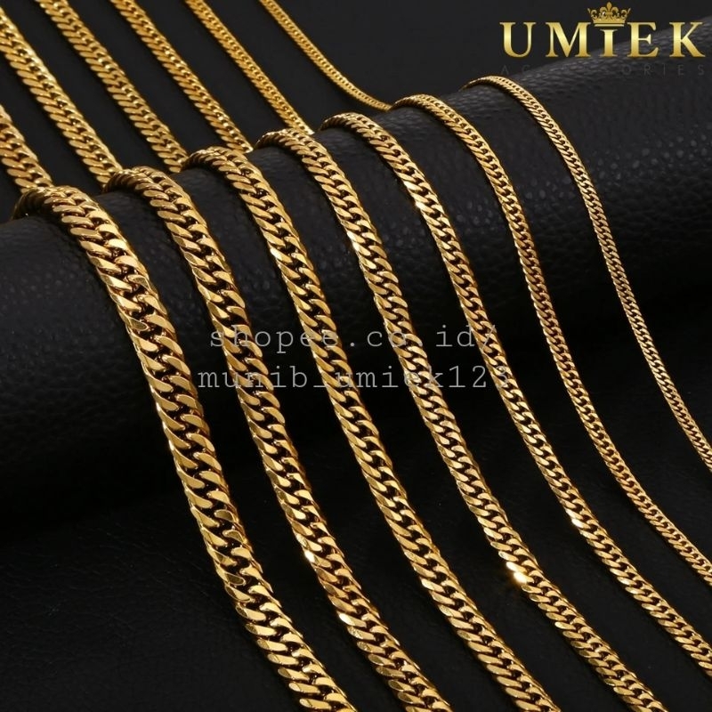 Kalung Titanium Rantai Besar big Emas Gold Kuning Pria Wanita Rante asli cowok cewek keren anti kara